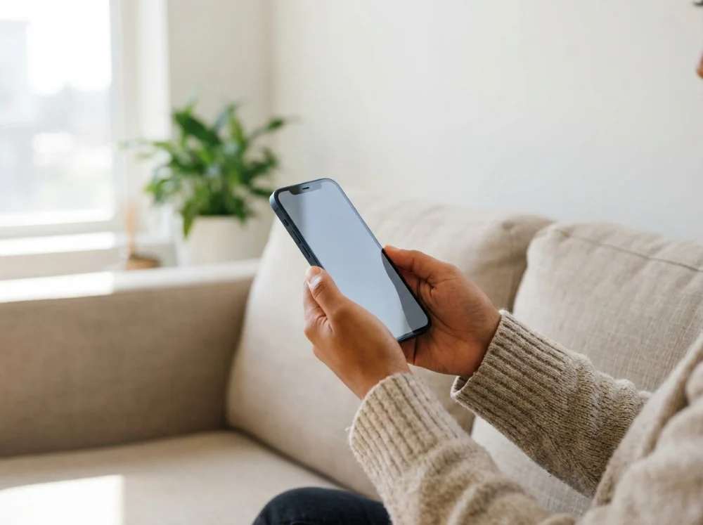 Écran de smartphone affichant un formulaire de connexion avec bouton de validation
