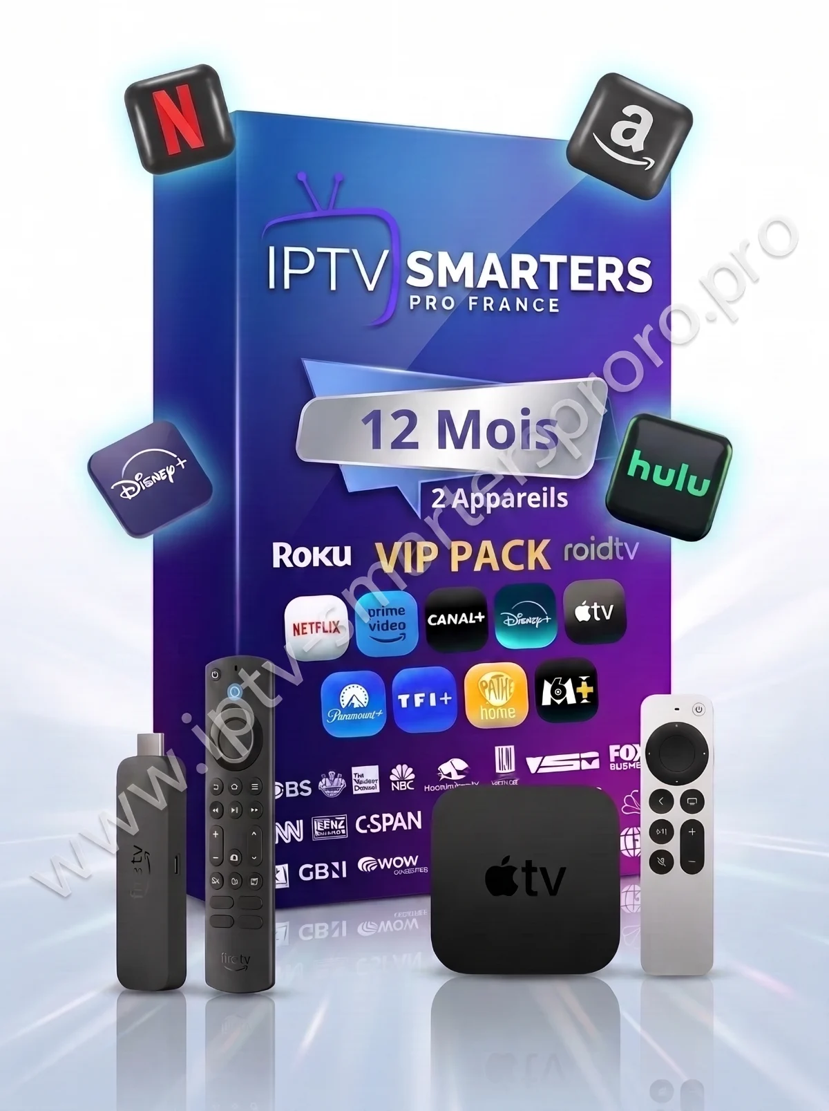 Coffret Abonnement IPTV Smarters Pro 12 mois Premium, multi-écrans
